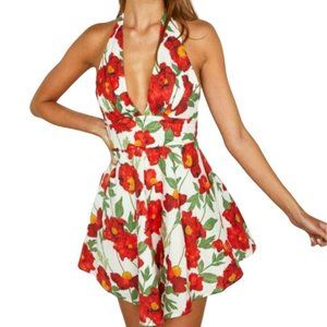 One and Only Collective Flirty Floral Mini Dress Red White Size Medium NWT